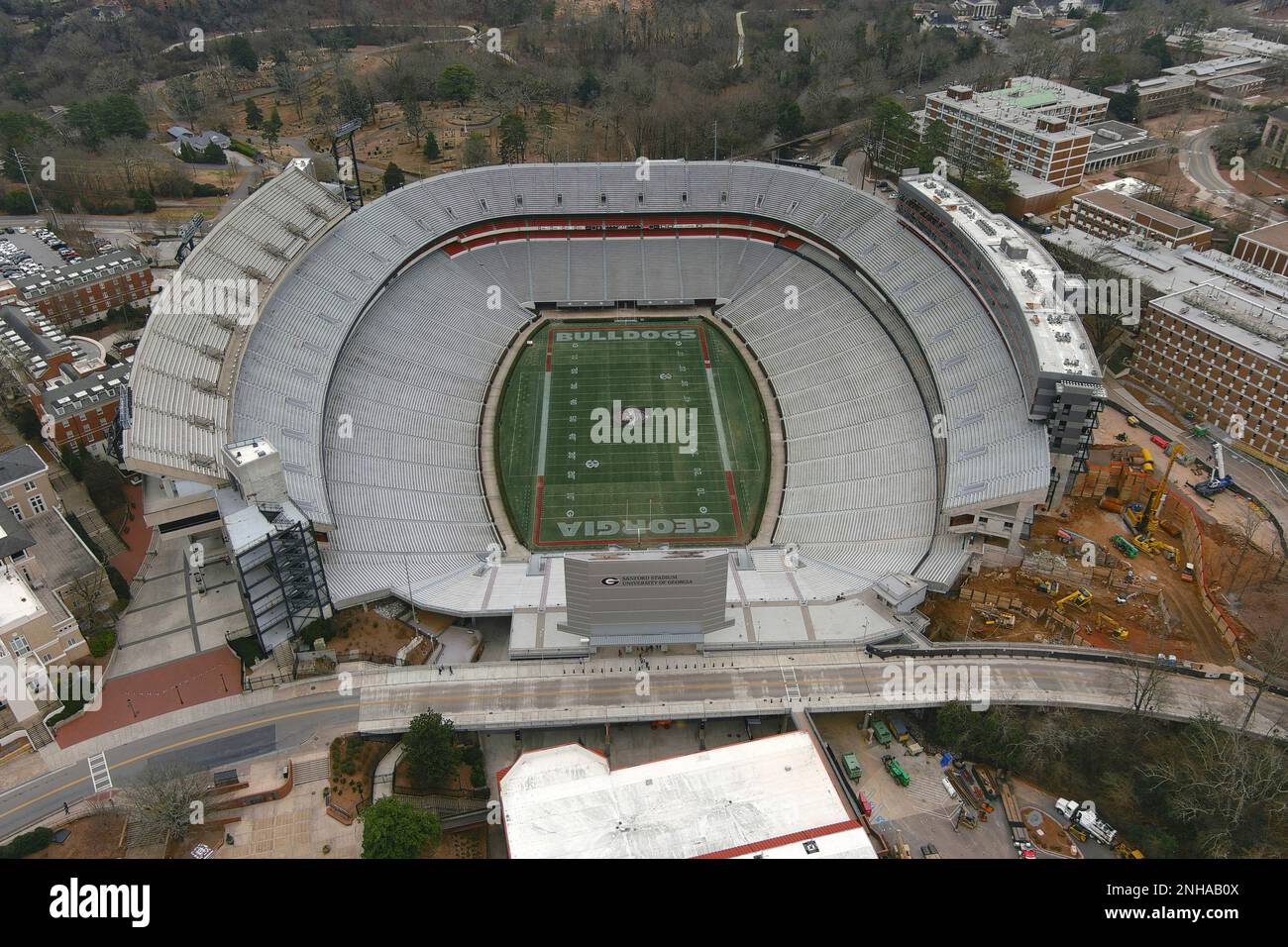 A general overall aerial view of Sanford Stadium at the University of Sunday, Jan. 29