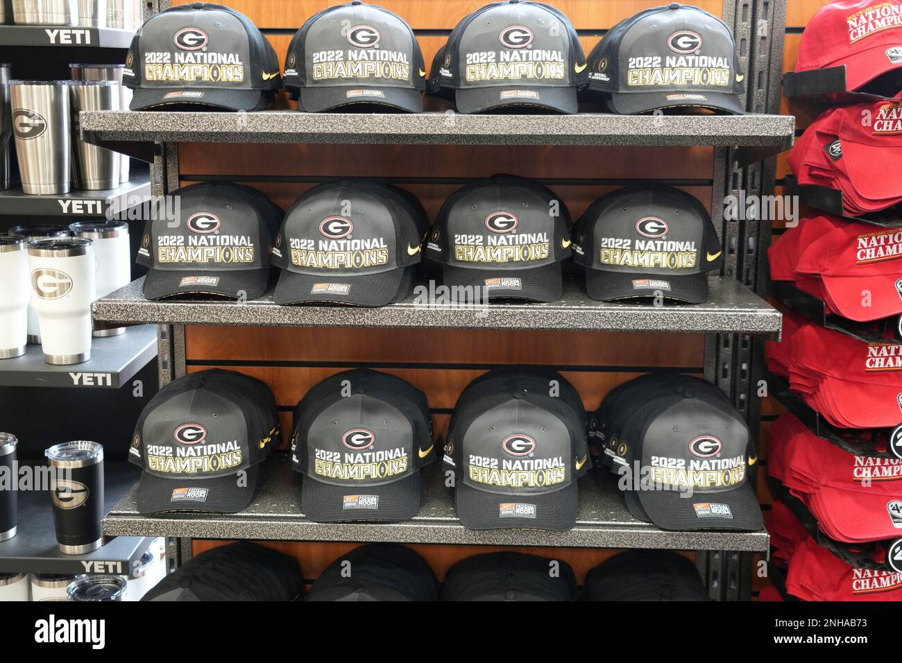 Nike baseball caps commemorating the Georgia Bulldogs football