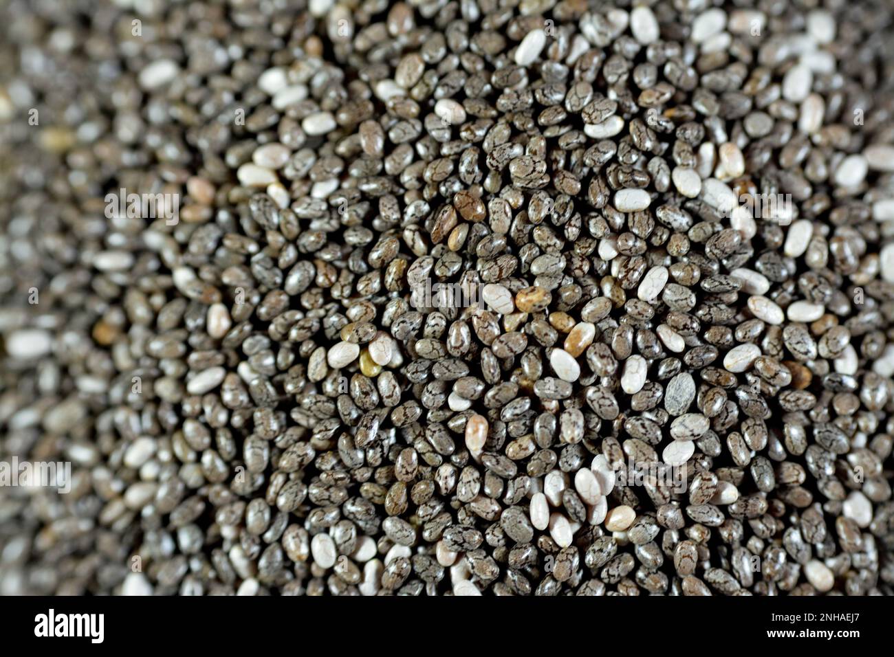 Dried chia seeds with a high content of dietary fiber, vitamins