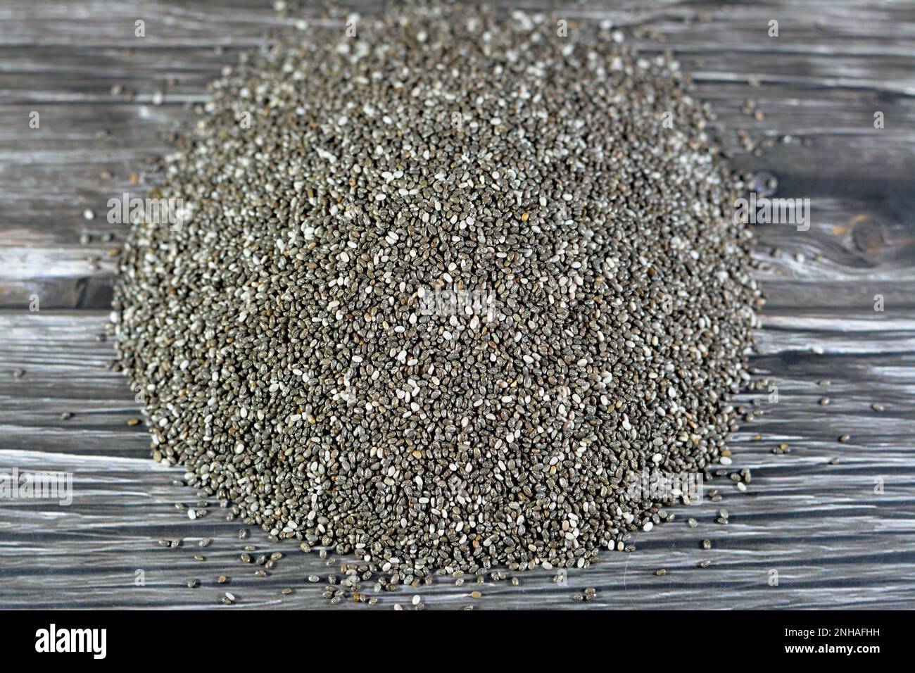 Dried chia seeds with a high content of dietary fiber, vitamins