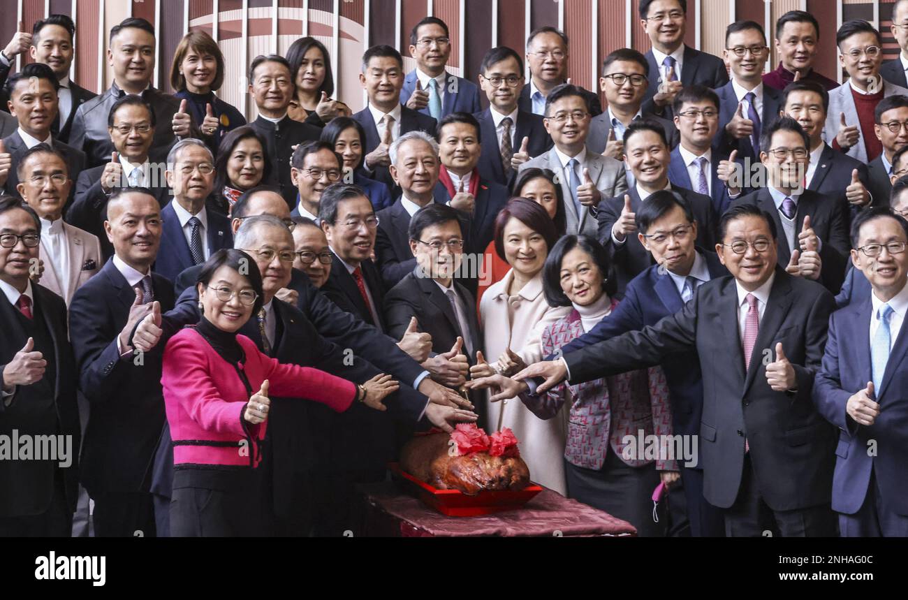 LegCo President Andrew Leung Kwan-yuen hosts a spring luncheon in the Dining Hall of the LegCo Complex, with  The Chief Executive, Mr John Lee Ka-chiu, and other fellow lawmakers. 17FEB23 SCMP /K. Y. Cheng Stock Photo