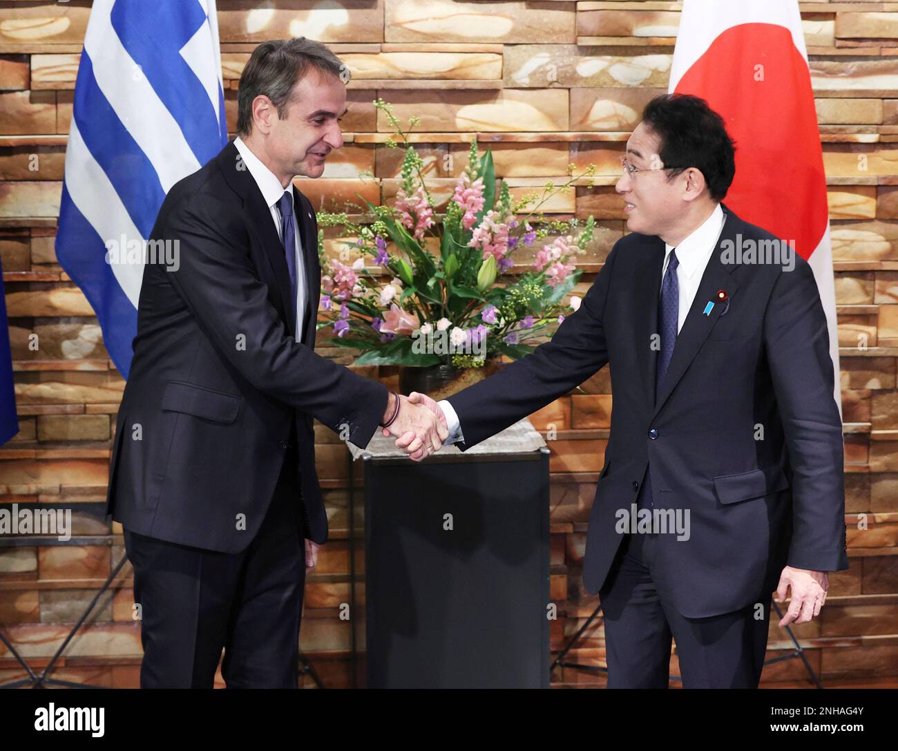 Prime Minister of Greece Kyriakos Mitsotakis and Prime Minister of ...
