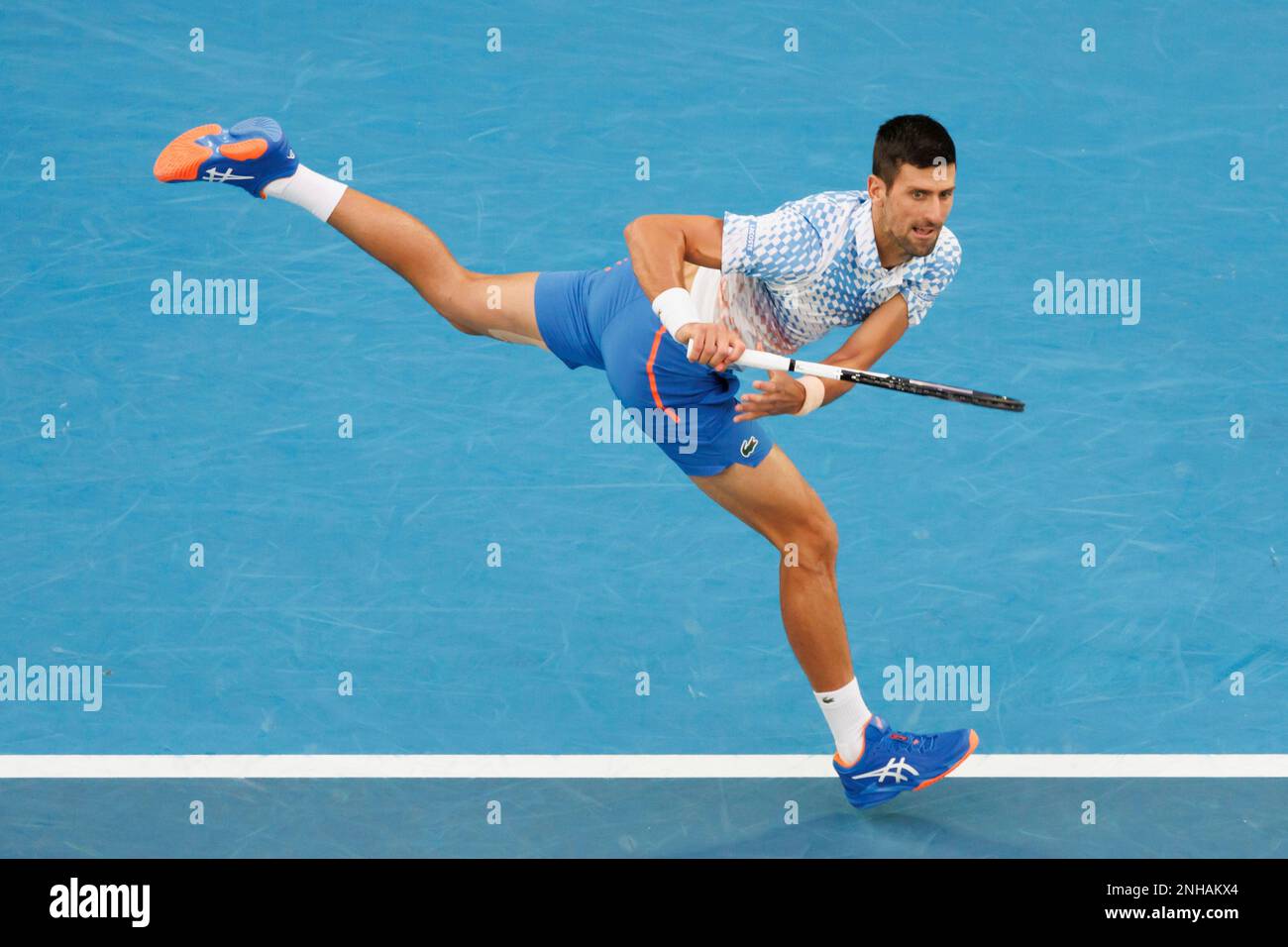 January 29, 2023: 4th seed NOVAK DJOKOVIC of Serbia in action against 3rd  seed STEFANOS TSITSIPAS of Greece on Rod Laver Arena in the Men's Singles  Final match on day 14 of