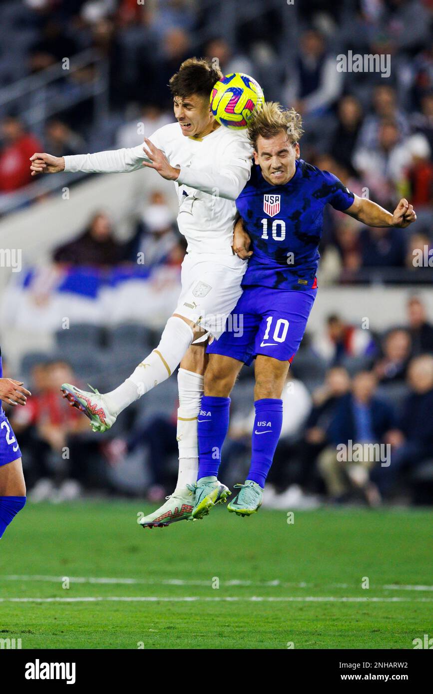LOS ANGELES, CA JANUARY 25 USA midfielder Paxton Pomykal (10) during