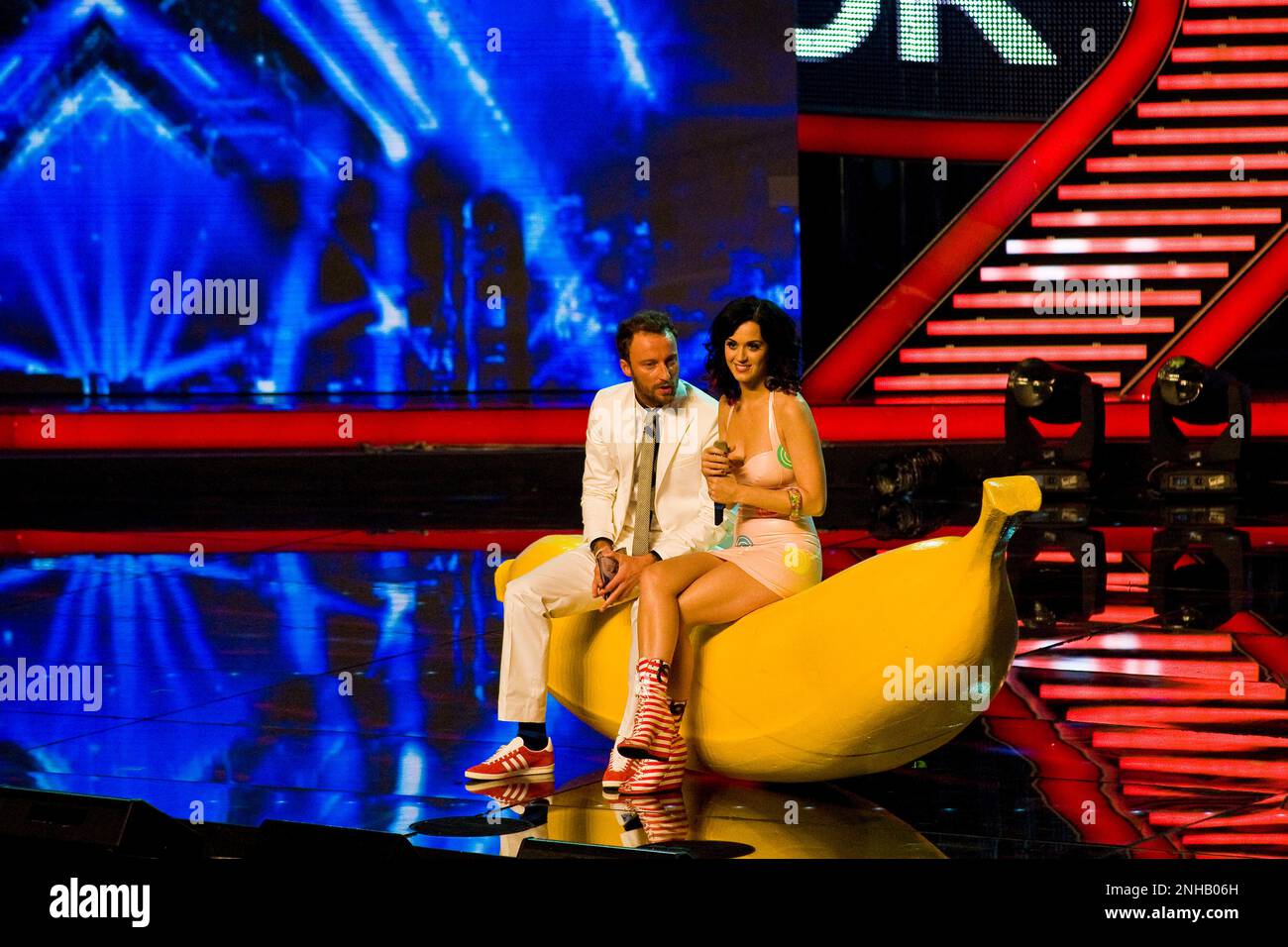 Katy Perry and Francesco Facchinetti, X Factor 2010, Milan, Italy Stock Photo