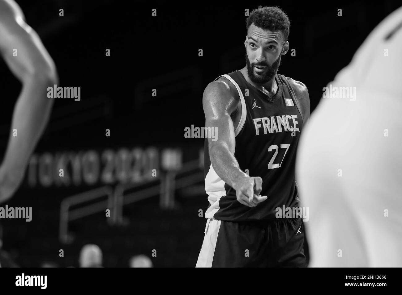 AUG 7, 2021: Rudy Gobert of France in the Men's Basketball Final between USA and France at the Tokyo 2020 Olympic Games (Photo by Mickael Chavet/RX) Stock Photo