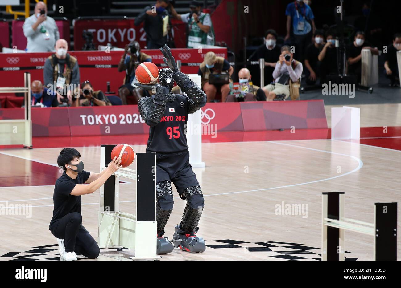 Field Goal Robot AUG 7, 2021: a robot attempts a field goal during the half-time of the ...