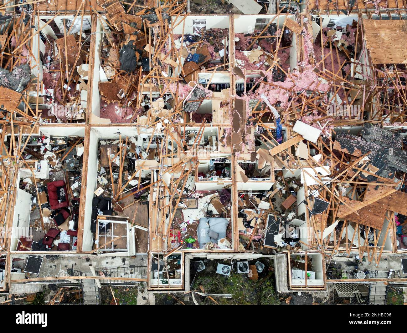 The damage caused by a tornado to Beamer Place Apartments in Houston is