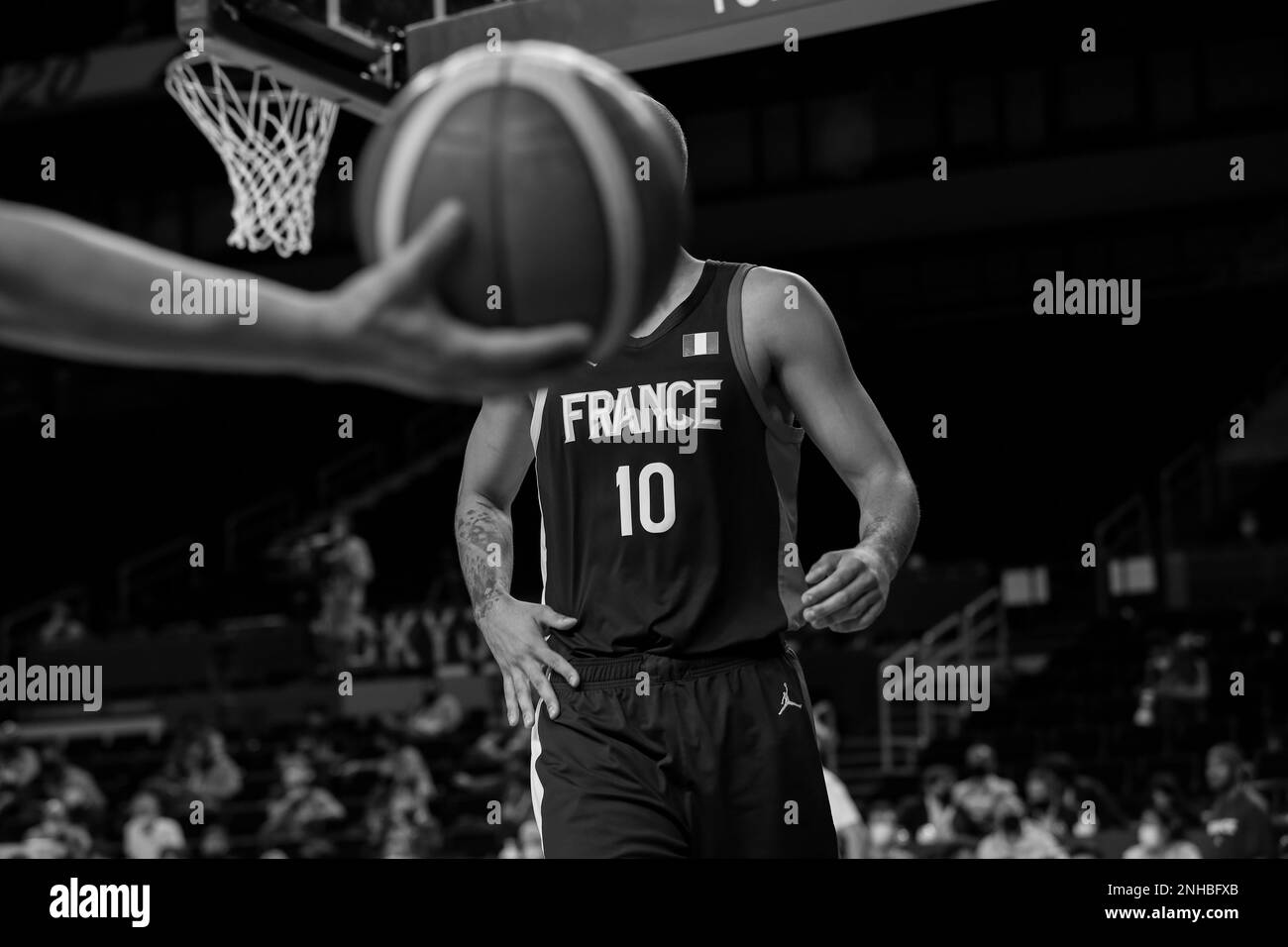 AUG 7, 2021: Evan Fournier of France in the Men's Basketball Gold Medal Game at the Tokyo 2020 Olympic Games (Photo by Mickael Chavet/RX) Stock Photo