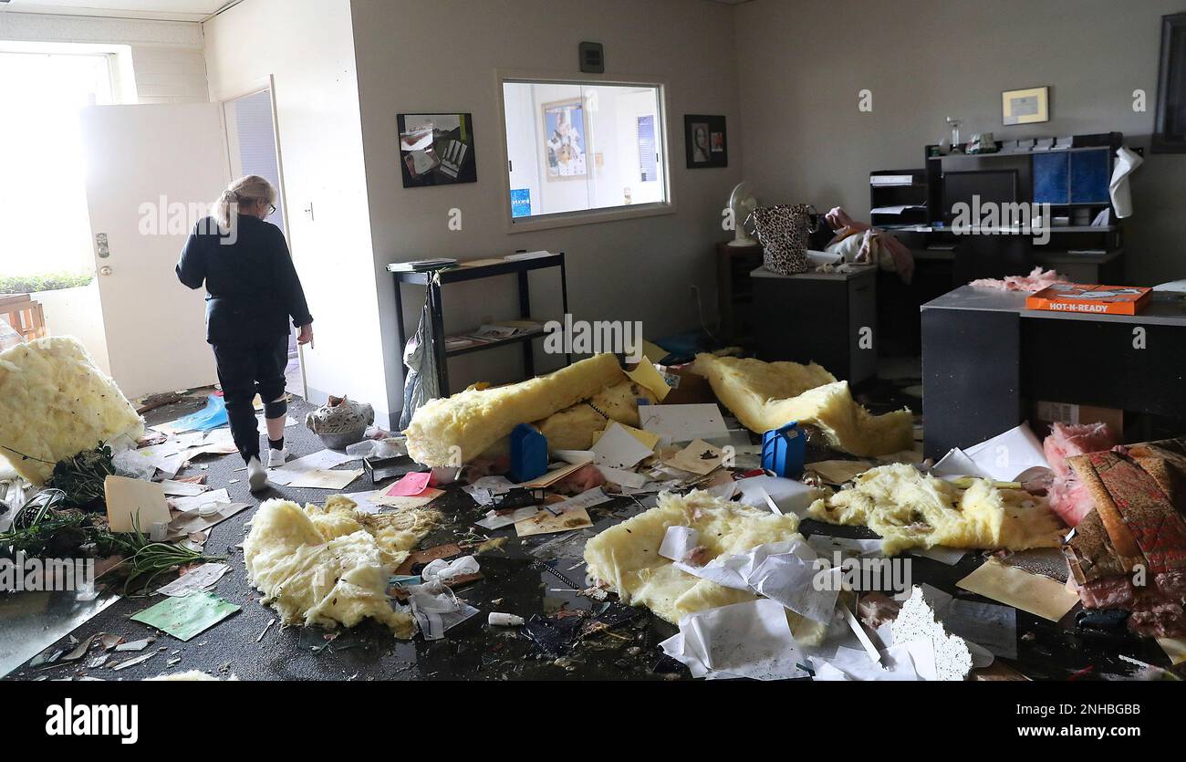 Debbie Allen walks through her office at La Marquise after a tornado