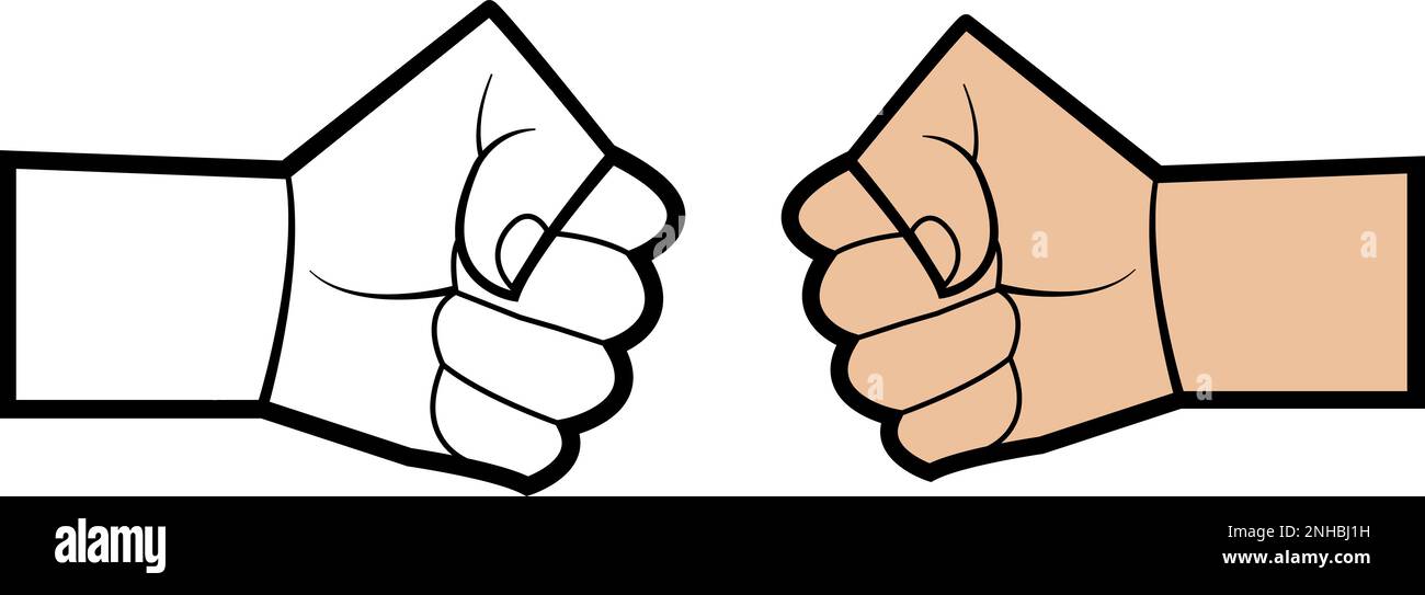 Fist bump icon The concept of power and conflict, competition, Team work, partnership, friendship, struggle. hands clenched fist punching or hitting. Stock Vector
