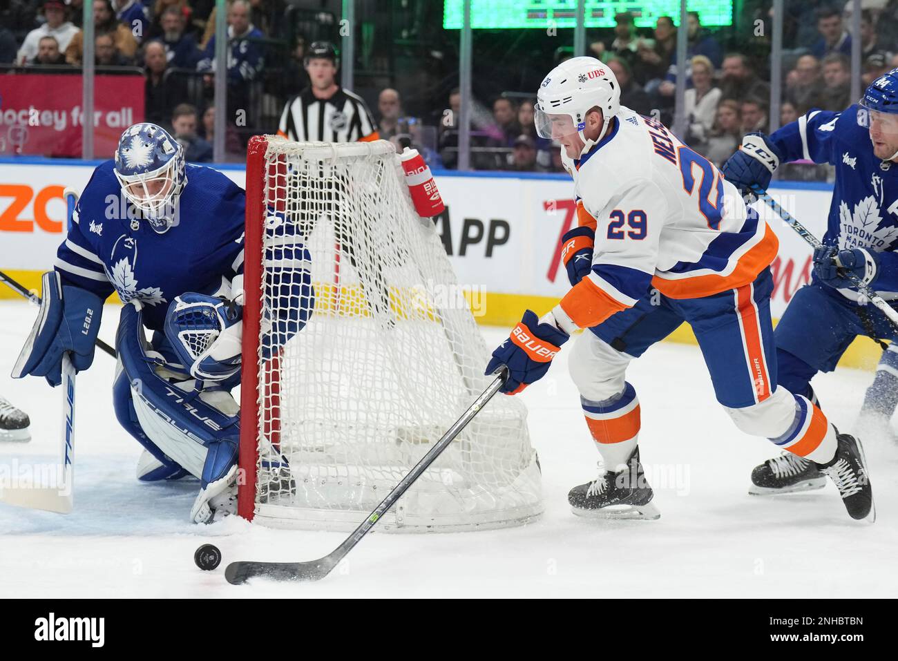 Toronto Maple Leafs goaltender Ilya Samsonov, left, makes a save as New ...