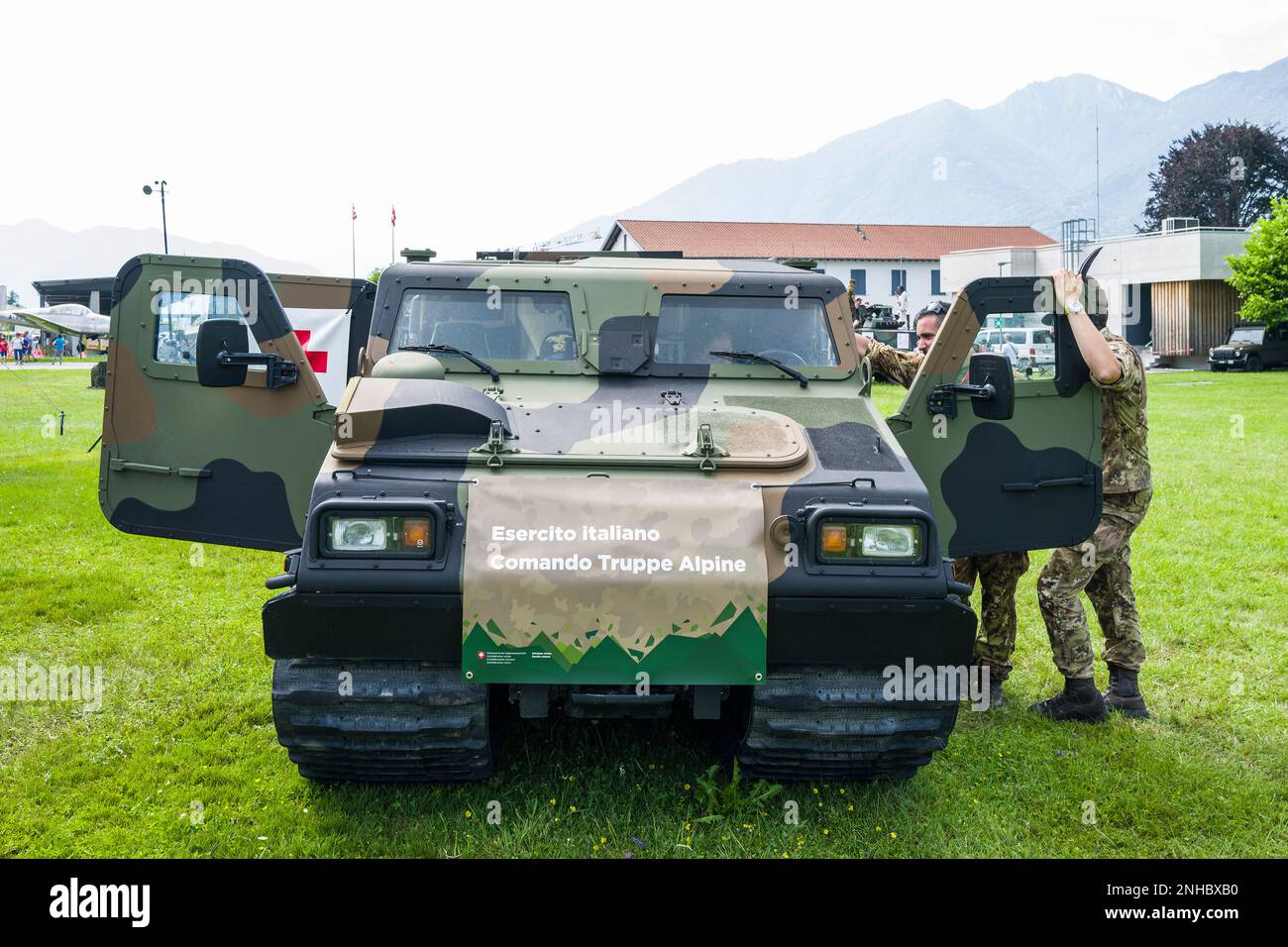 Switzerland, Canton Ticino, Magadino-locarno,  Military Exhibition, Alpine Troops Italian Army Stock Photo