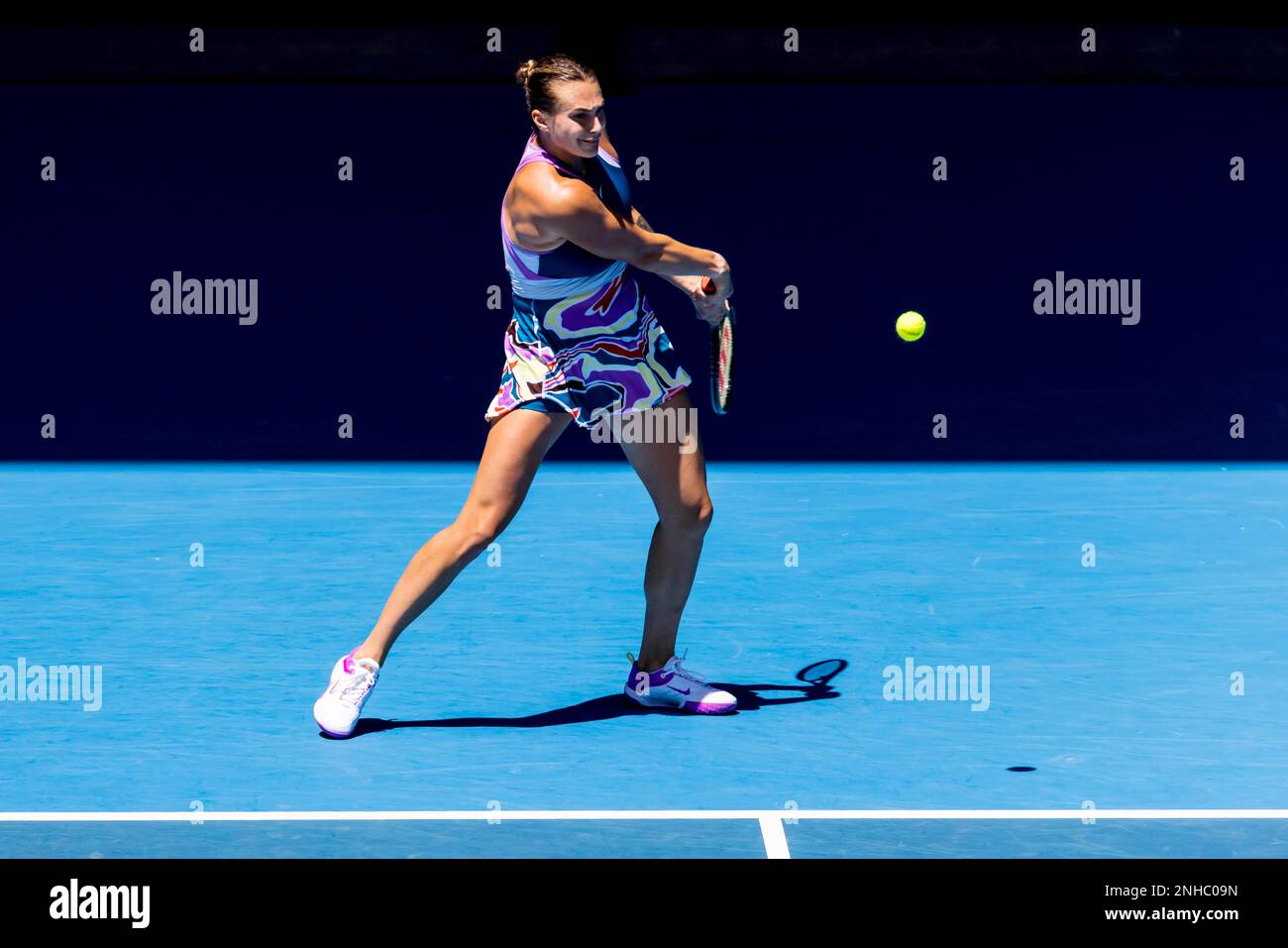 MELBOURNE, VIC - JANUARY 23: Aryna Sablenka of Belarus in action during ...