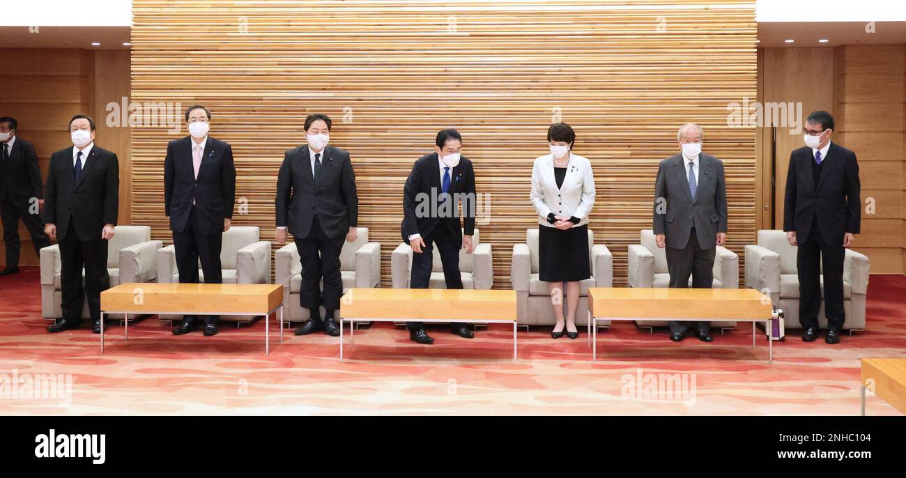 Japan's Prime Minister Fumio Kishida attends a cabinet meeting at the ...