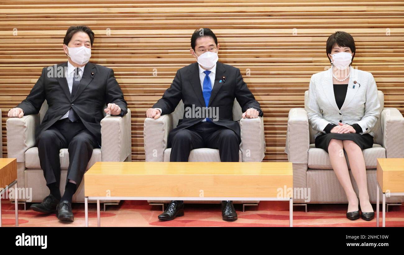 Japan's Prime Minister Fumio Kishida attends a cabinet meeting at the ...