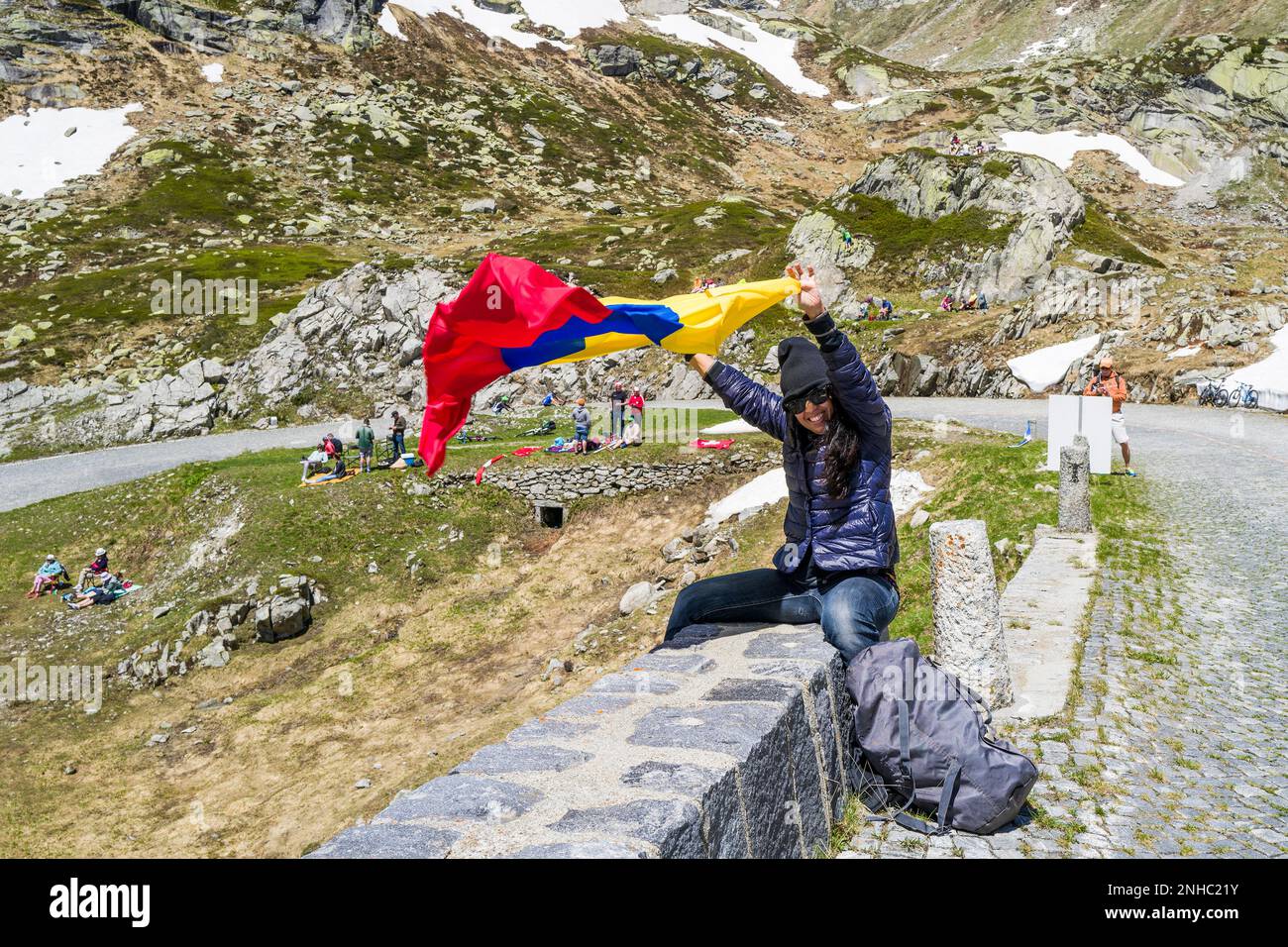 Switzerland, Tour De Suisse, Gotthard Pass (tremola), Colombian Fan Stock Photo