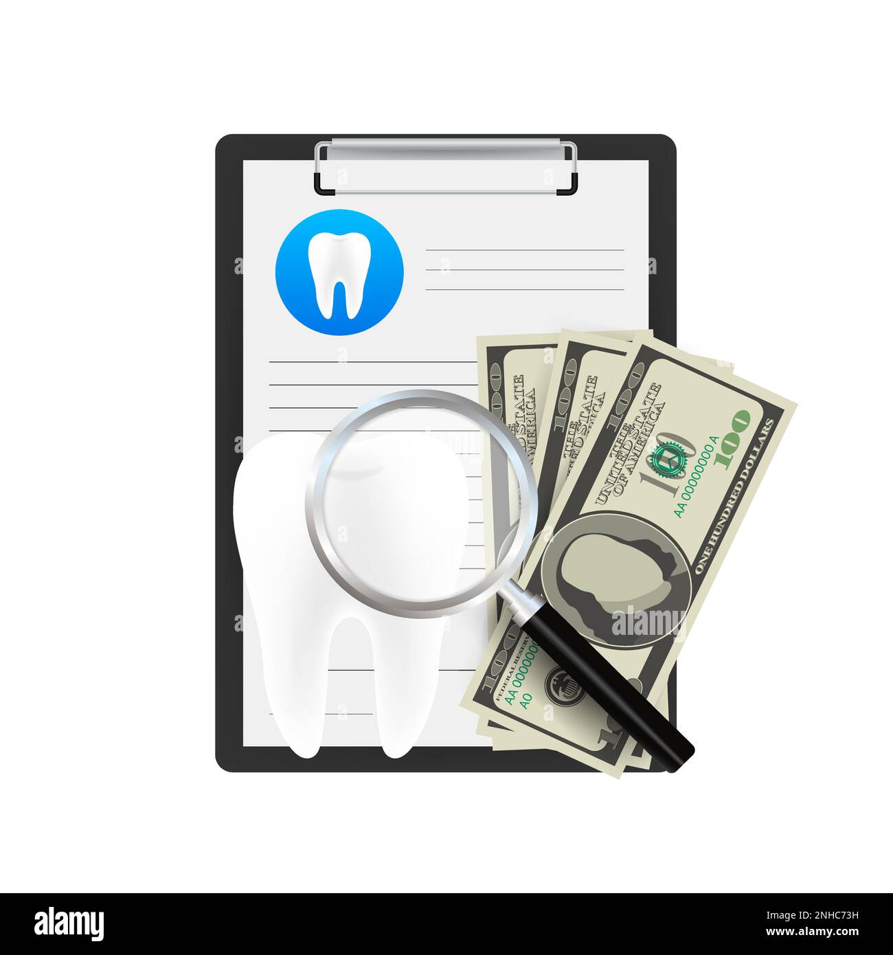 Dental care concept. Medical clipboard. Dental insurance. stock