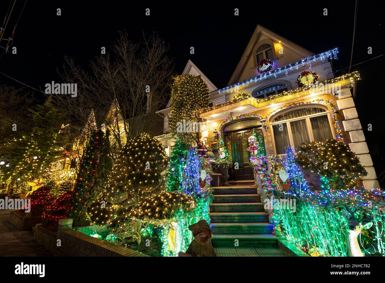 Christmas lights glow in Dyker Heights in Brooklyn New York City on 2022 Stock Photo Alamy