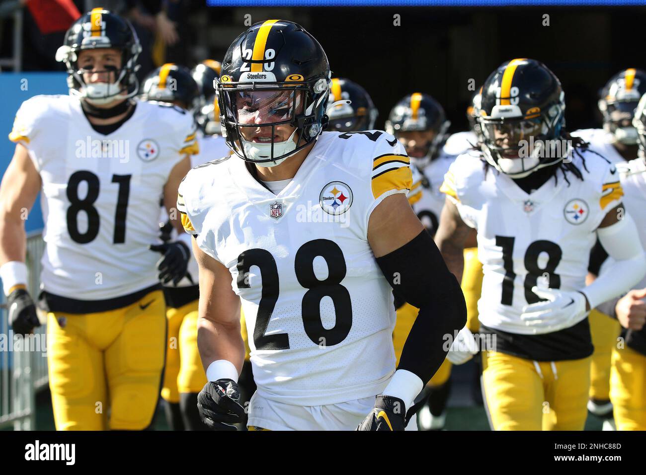 CHARLOTTE, NC - DECEMBER 18: Pittsburgh Steelers defensive back Miles  Killebrew (28) during an NFL football game between the Pittsburg Steelers  and the Carolina Panthers on December 18, 2022 at Bank of