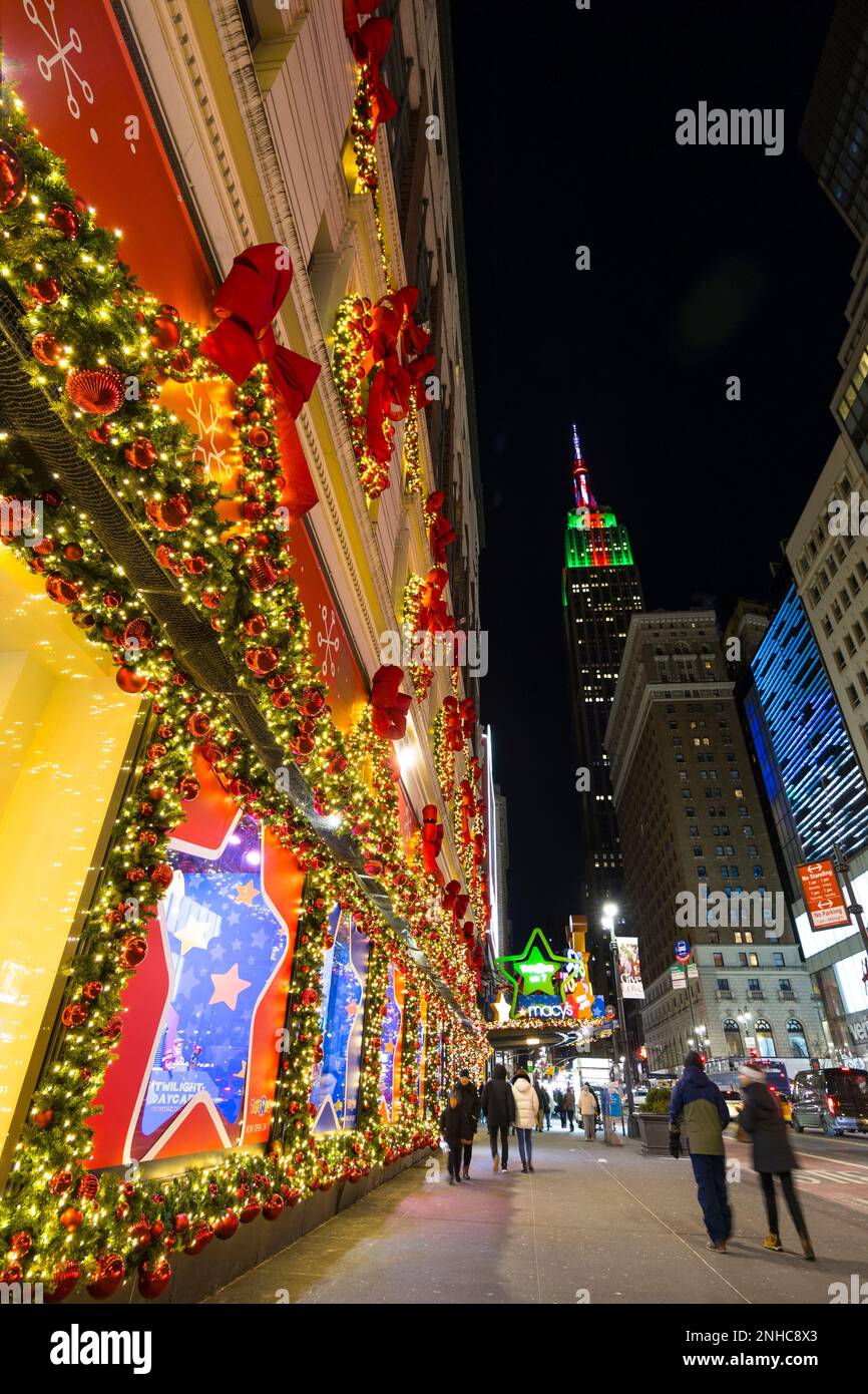Christmas lights glow at Macy's in New York City on 2022 Stock Photo ...
