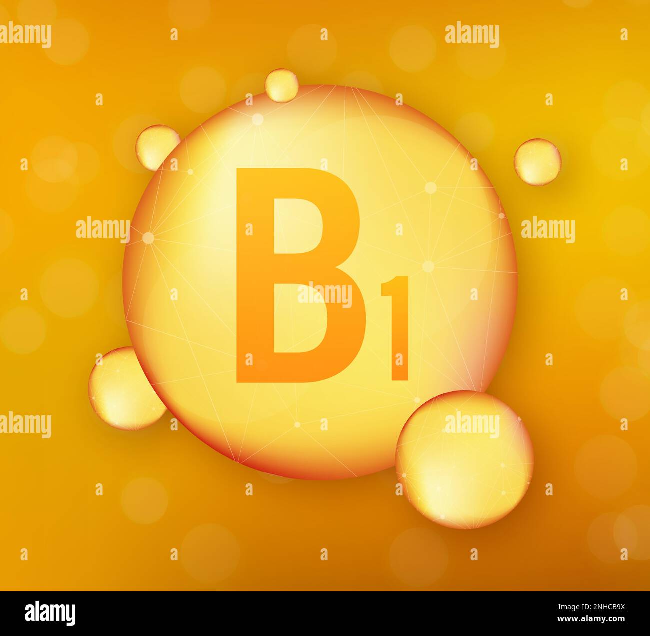 Vitamin B1 gold shining icon. Ascorbic acid. Vector stock illustration ...