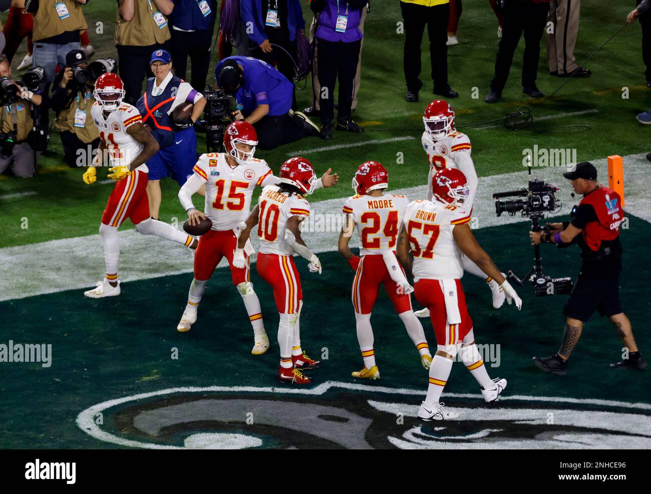 Kansas City Chiefs wide receiver Skyy Moore (24) celebrates after