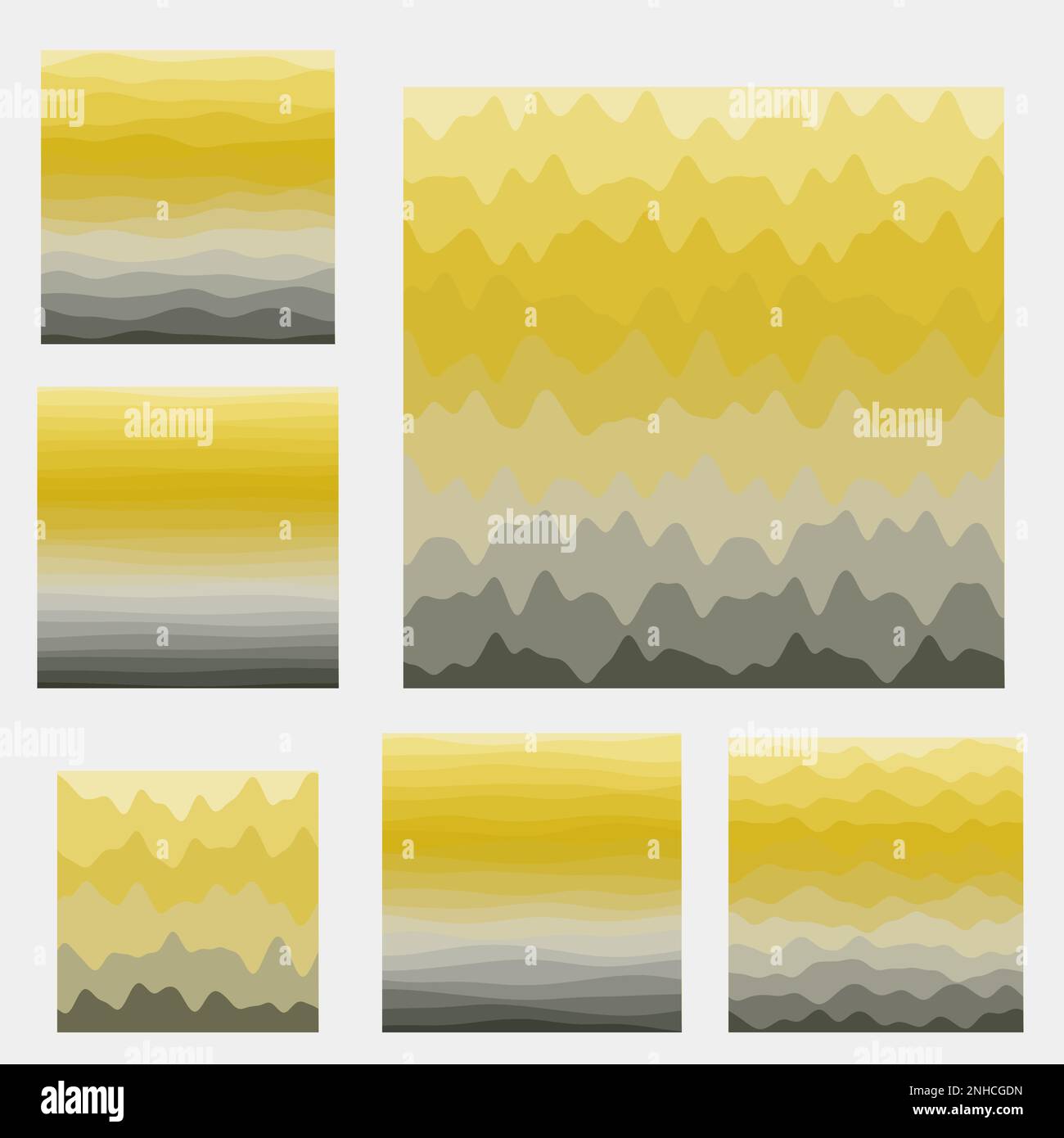 Abstract waves background collection. Curves in black and yellow colors ...