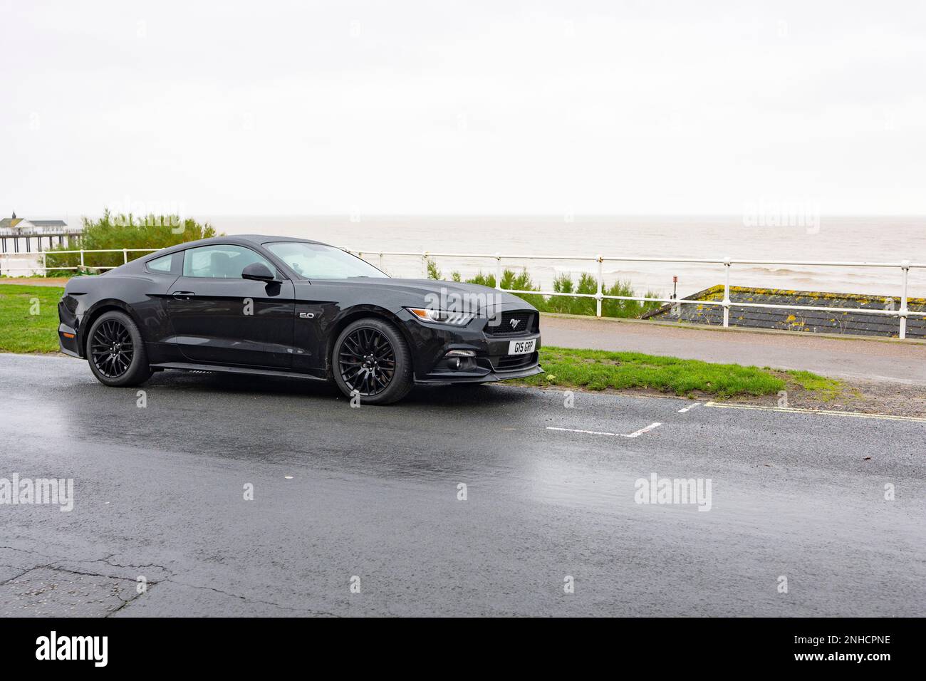 Southold united kingdom 23, November 2022 black ford mustang 5.0 motor