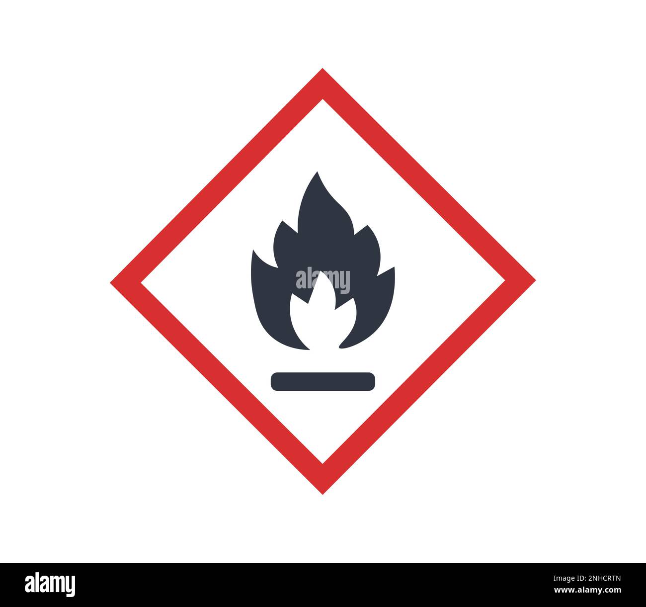 Flame pictogram for fire hazards. Concept of packaging and regulations. Stock Vector