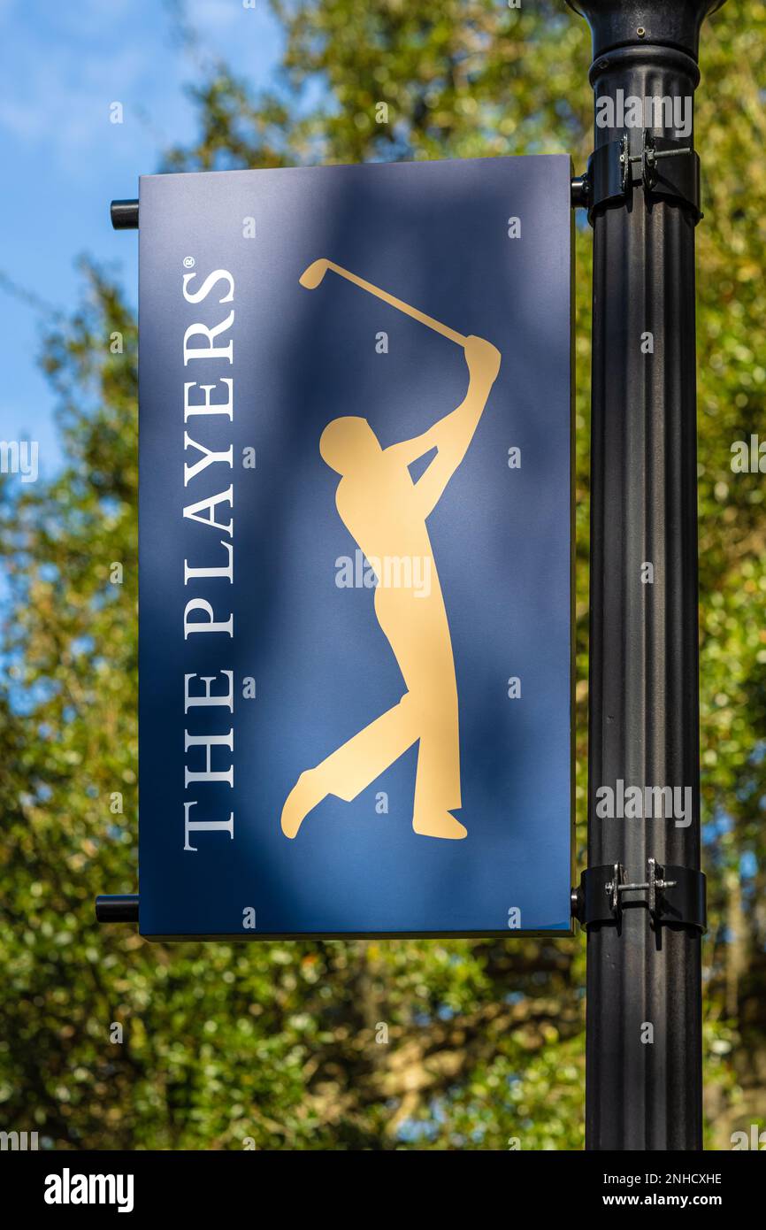 Lamppost banner for THE PLAYERS Championship golf tournament at TPC Sawgrass in Ponte Vedra Beach, Florida. (USA) Stock Photo