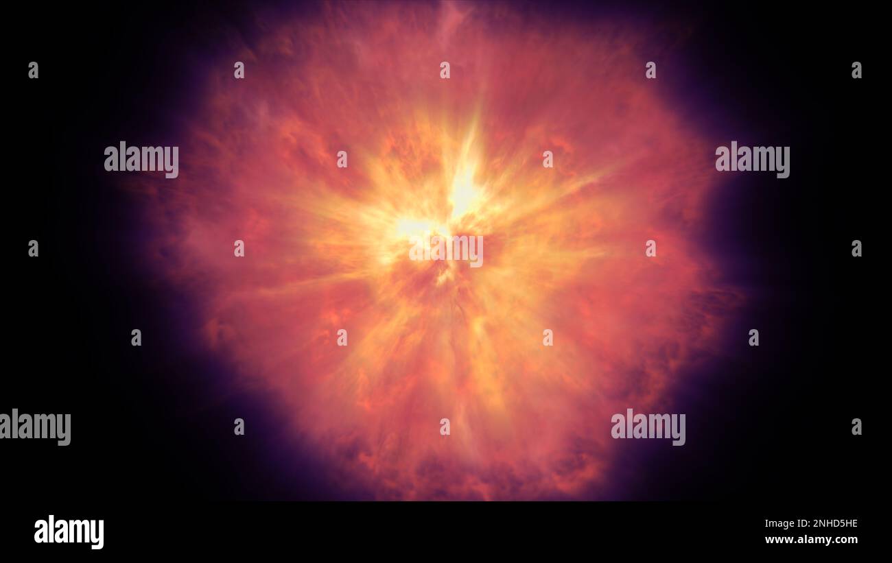 fire flame ball explosion in space, abstract illustration Stock Photo ...