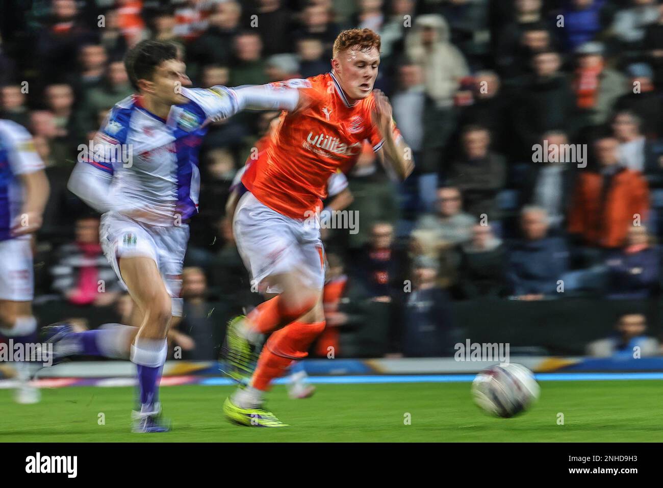 Sonny Carey #16 of Blackpool breaks with the ball during the Sky Bet ...