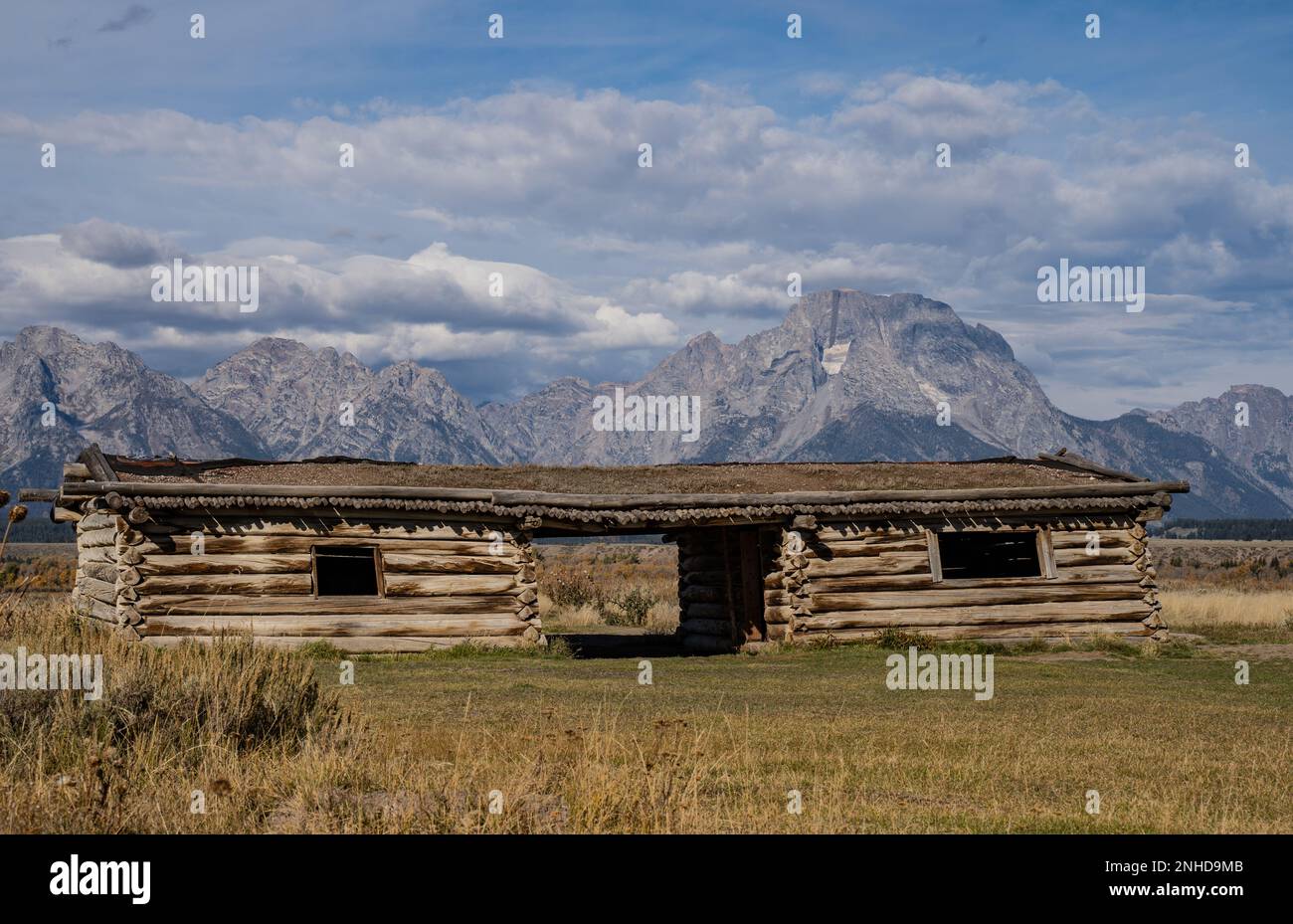 Autumn morning at Cunningham Cabin with the Teton Mountain Range in the background Stock Photo