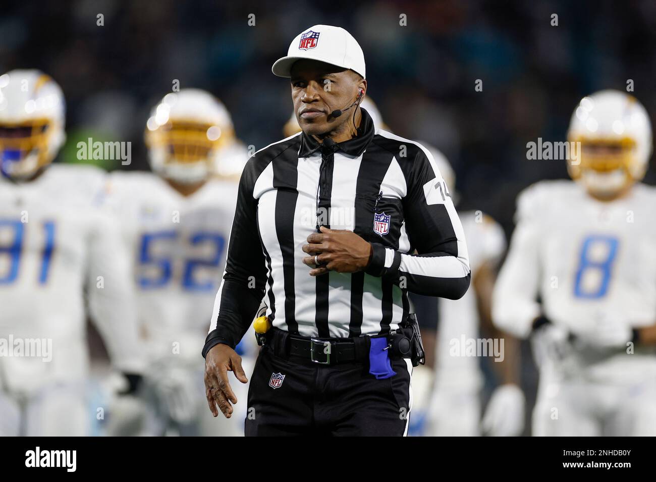 JACKSONVILLE, FL - JANUARY 14: Jacksonville Jaguars safety Andre Cisco (5)  during the game between the Los Angeles Chargers and the Jacksonville  Jaguars on January 14, 2023 at TIAA Bank Field in