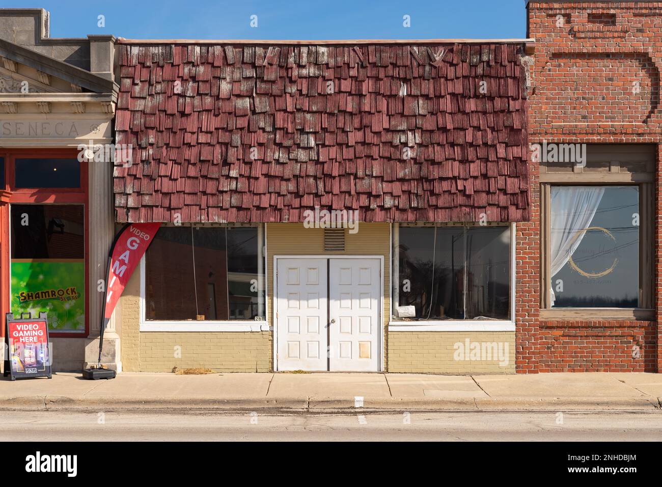 Seneca, Illinois United States February 20th, 2023 Exterior of old