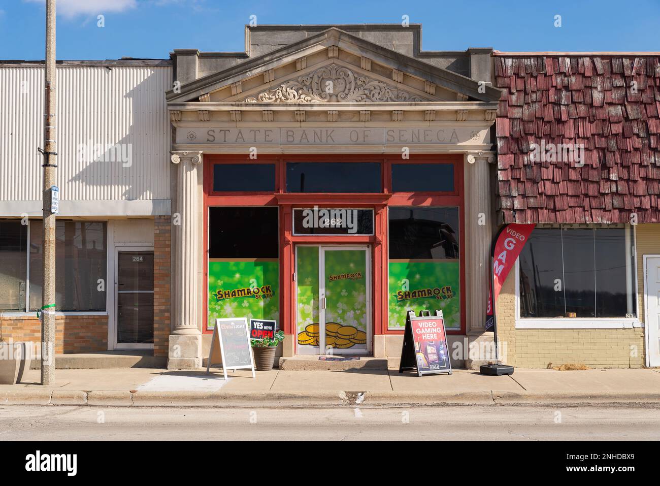 Seneca, Illinois United States February 20th, 2023 Exterior of old