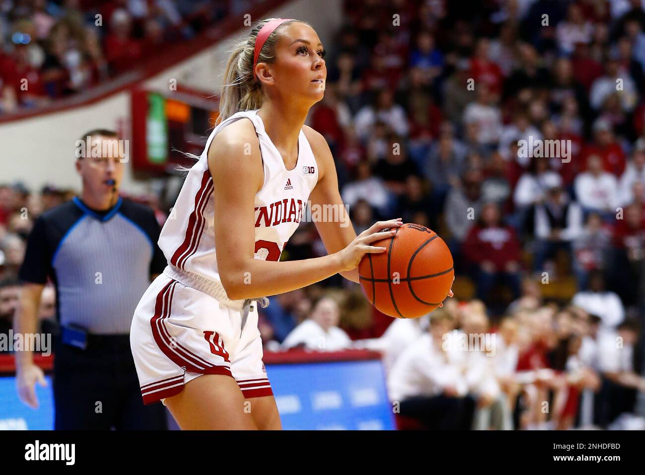 BLOOMINGTON, IN - JANUARY 15: Indiana Hoosiers guard Sydney Parrish (33)  eyes up her jump shot during a women's college basketball game between the  Wisconsin Badgers and the Indiana Hoosiers on January