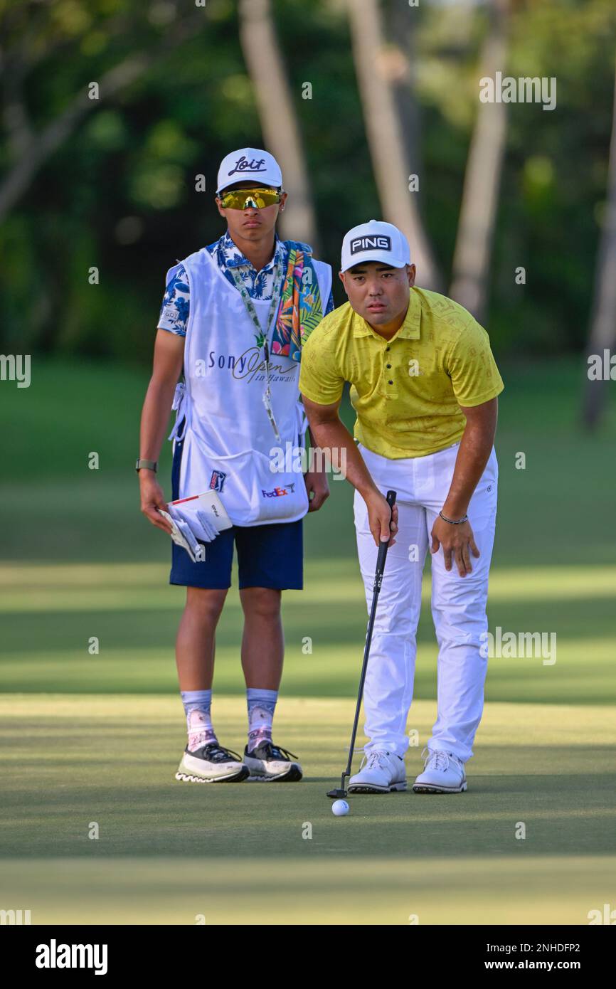 HONOLULU, HI - JANUARY 15: Taiga Semikawa (JPN) looks over his birdie ...