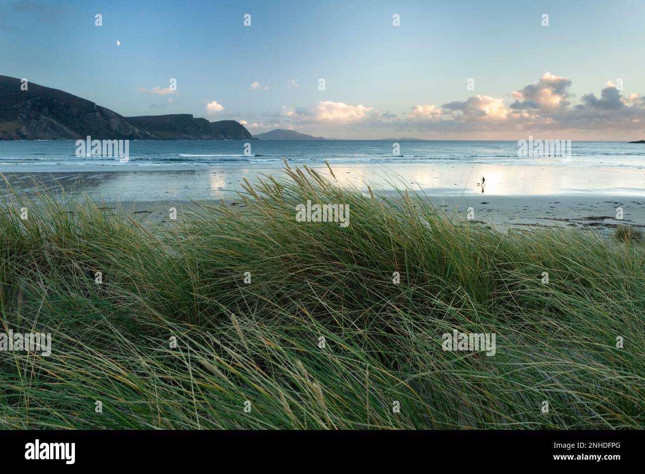 Keel beach and Minaun cliffs on Achill island on the Wild Atlantic Way in County Mayo in Ireland Stock Photo