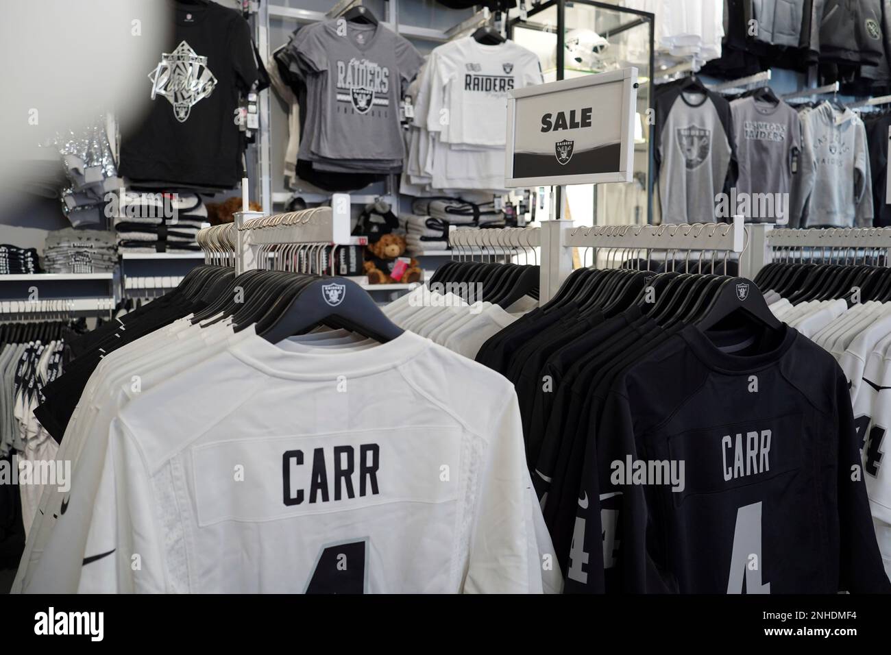 A clearance sale on the jerseys of Las Vegas Raiders quarterback Derek