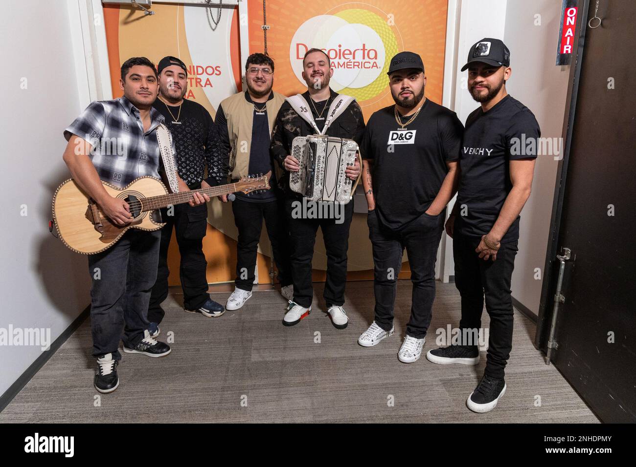 MIAMI, FL FEB 21 Grupo Frontera are seen during Univision “Despierta