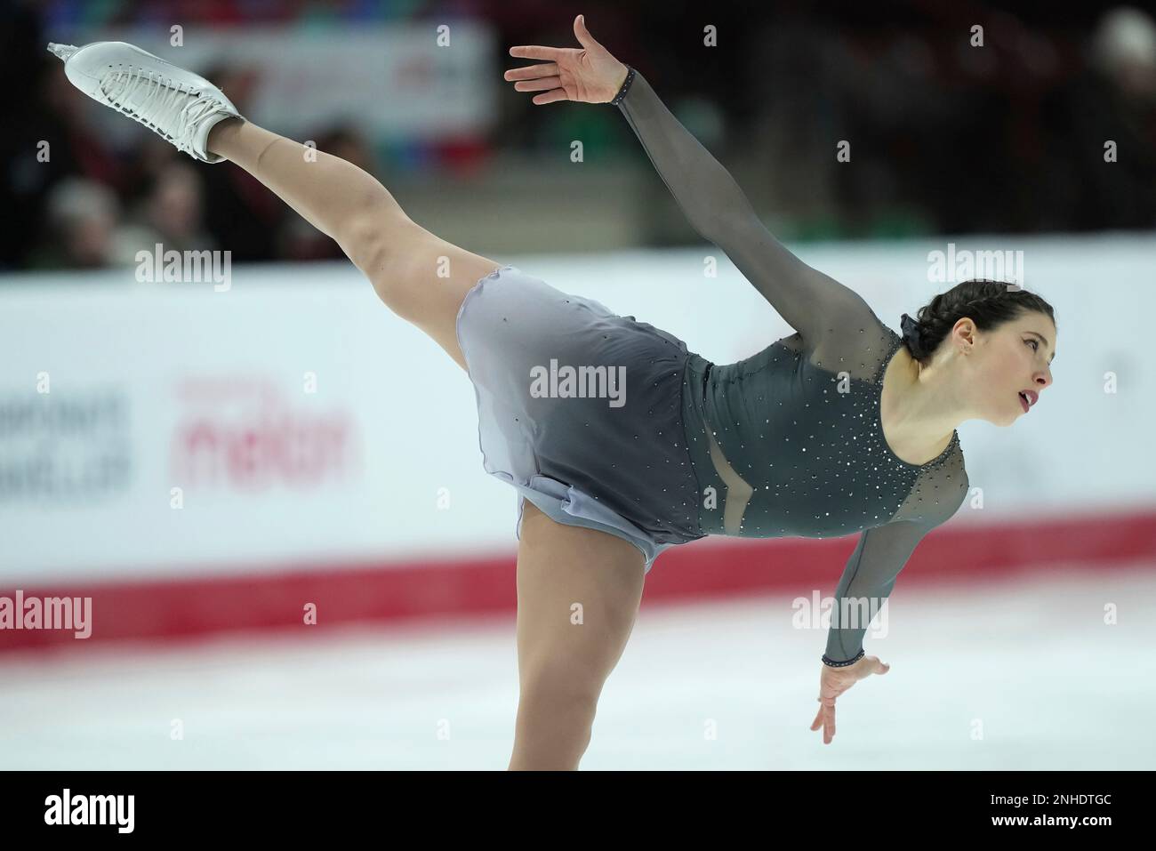 Julianne Lussier of Quebec performs during the senior women free
