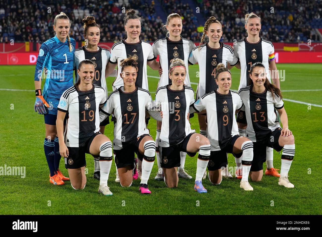 Germany's players pose for a team photo ahead of the women's ...