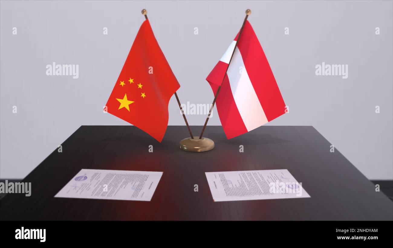 Austria and China flag. Politics concept, partner deal between ...