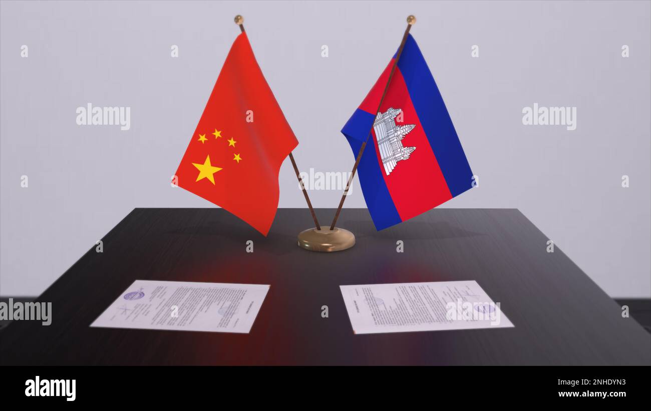 Cambodia and China flag. Politics concept, partner deal between ...
