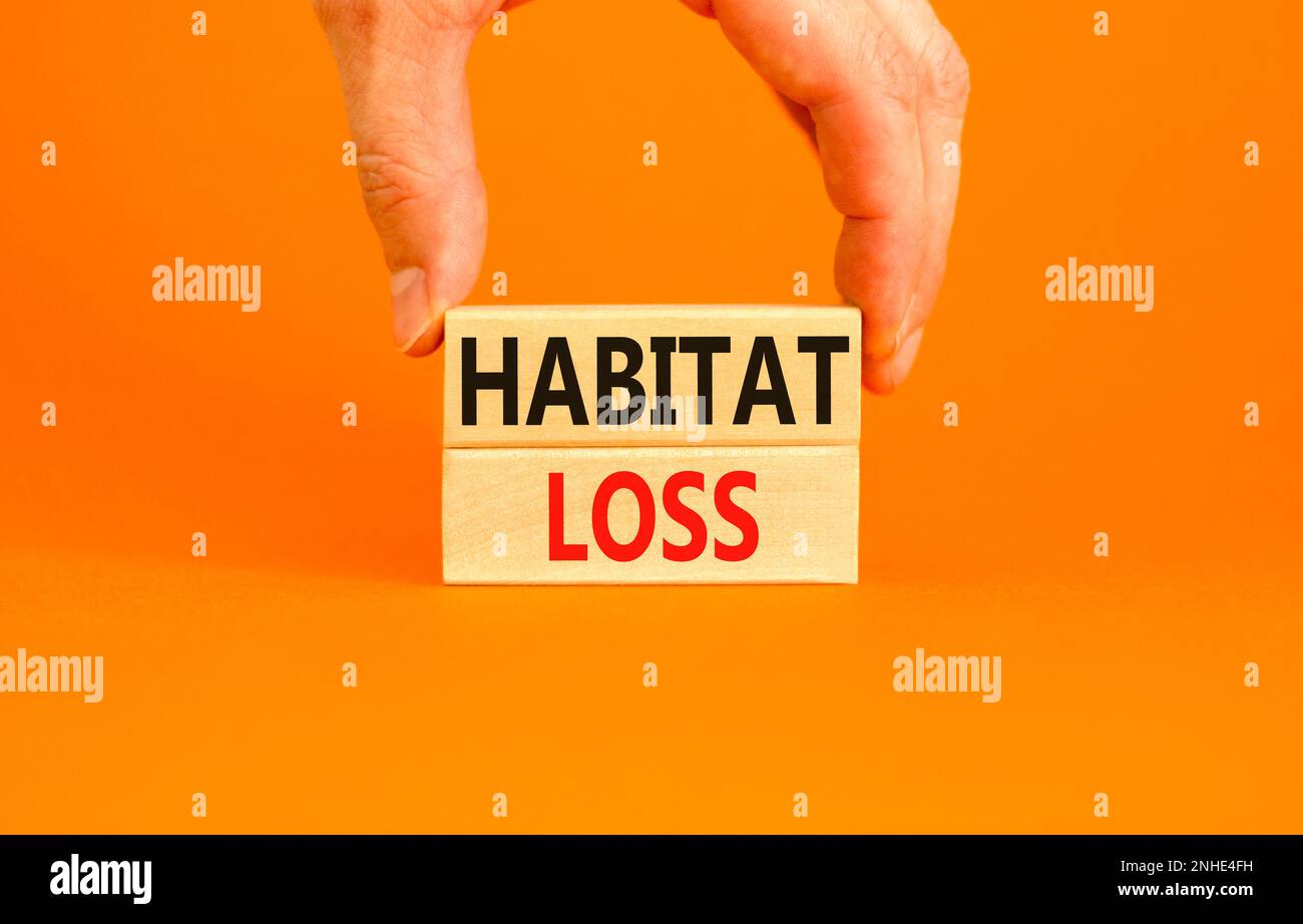 Habitat loss symbol. Concept words Habitat loss on wooden block