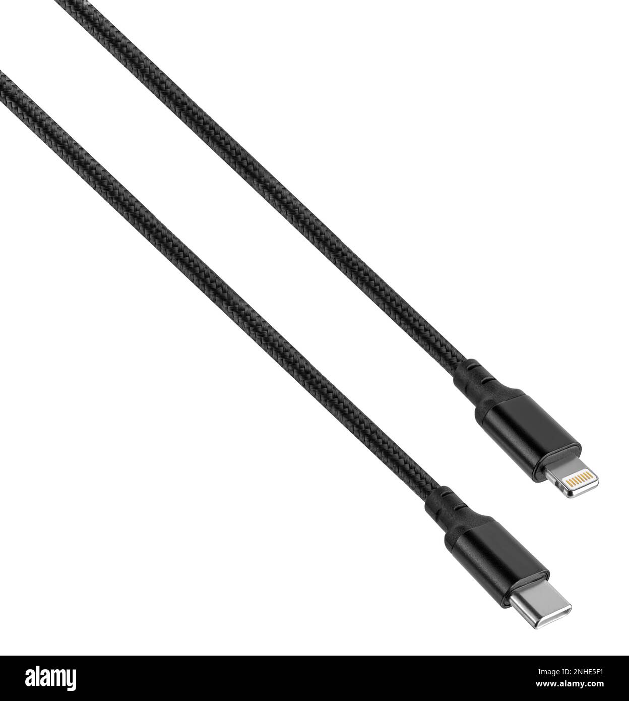 cable with Type-C connector and Lightning on a white background Stock Photo