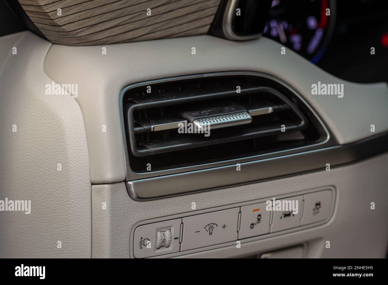 Car air conditioning close up view. The air conditioner flow inside the
