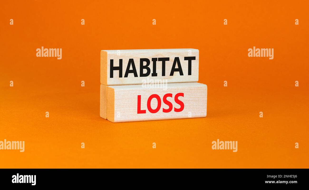 Habitat loss symbol. Concept words Habitat loss on wooden block
